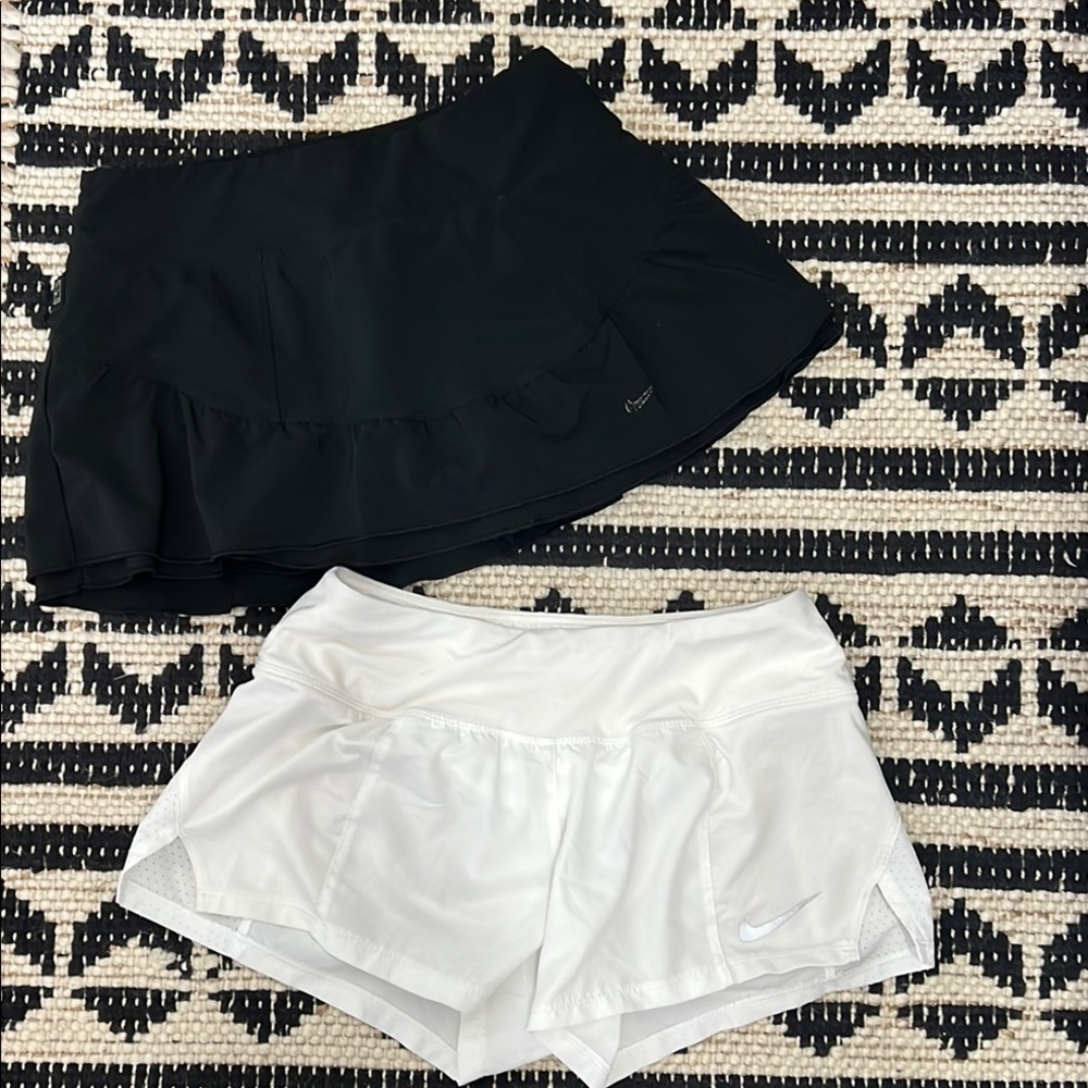 Nike Women's Black Skirt and White Shorts Set